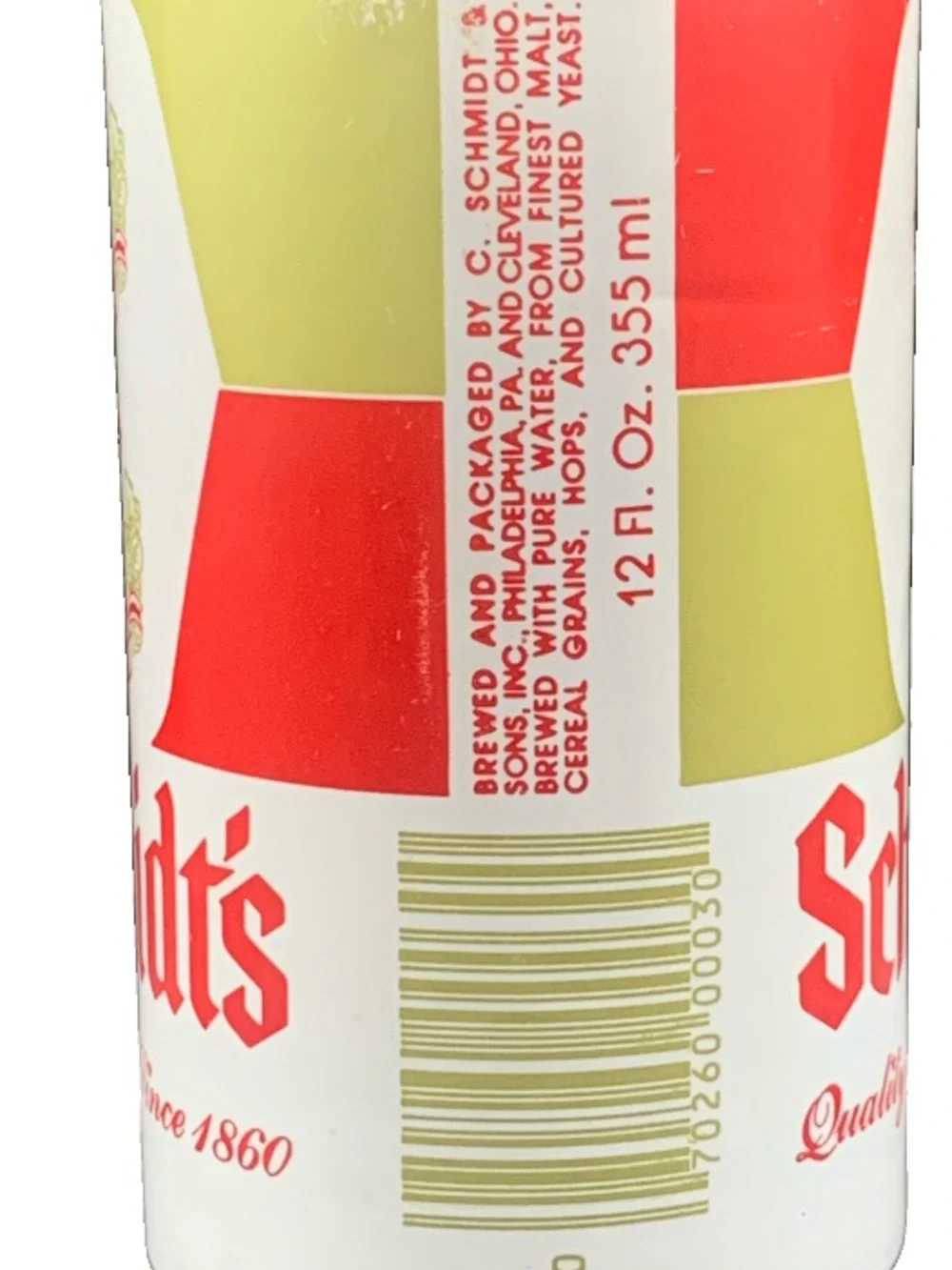 Vintage Beer Can Schmidt's Quality Ber Since 1860 Red Writing Pull Tab Empty